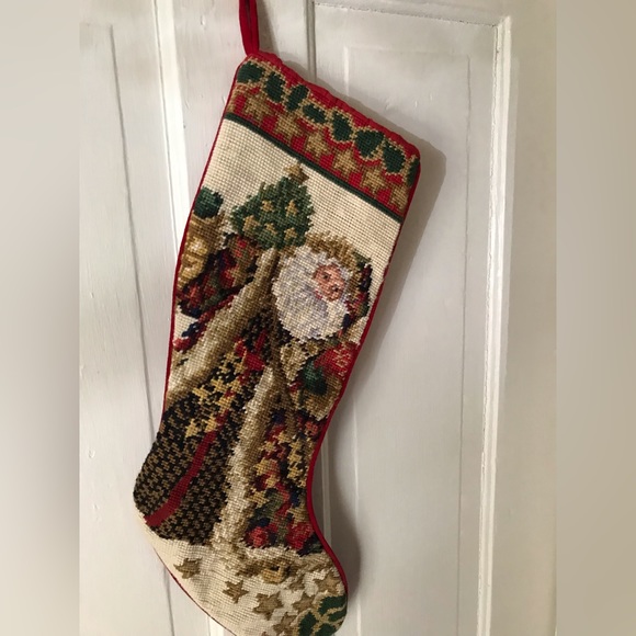Vintage Christmas stocking needle point - Picture 2 of 13